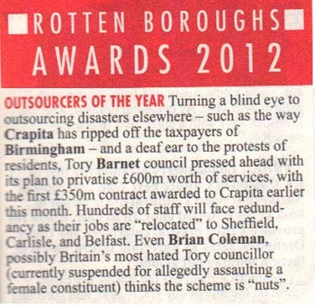 image of article scanned from Private Eye