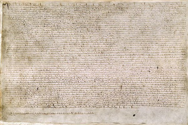 image of 1 of 4 surviving original copies of Magna Carta, now in the British Library