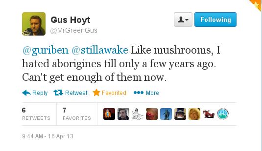 image of Gus Hoyt's infamous aborigines tweet