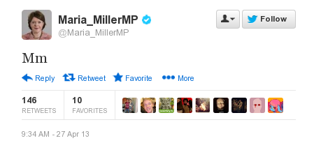 screenshot of tweet from Maria Miller MP