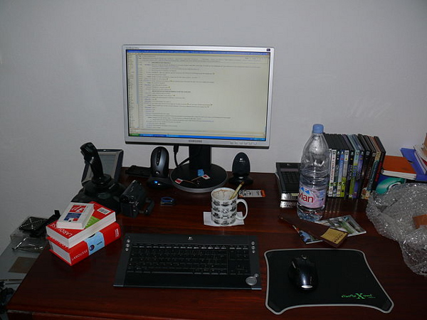 image of a translator's desk