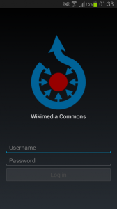 image of Wikimedia Commons Android app login screen