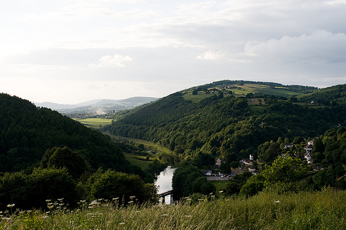 The view up the Wye to Monmouth from the Barncamp site