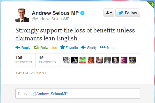 Tweet by Andrew Selous MP