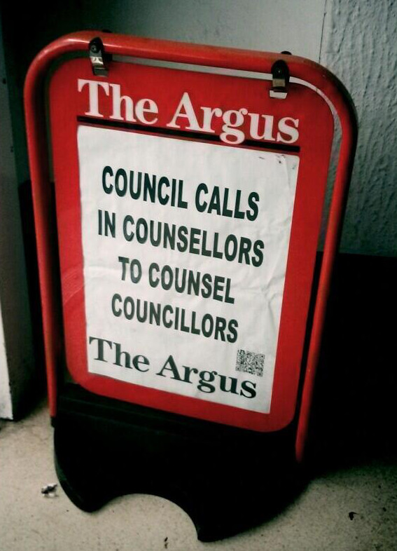 image of poster featuring Brighton Argus headline