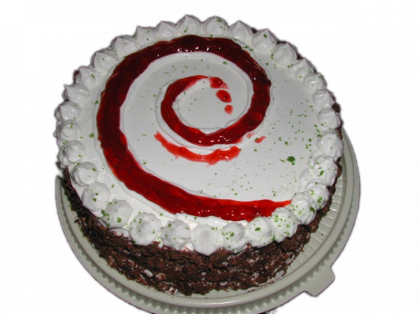 image of cake iced with Debian logo