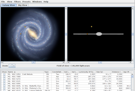 screenshot of program running on Distro Astro