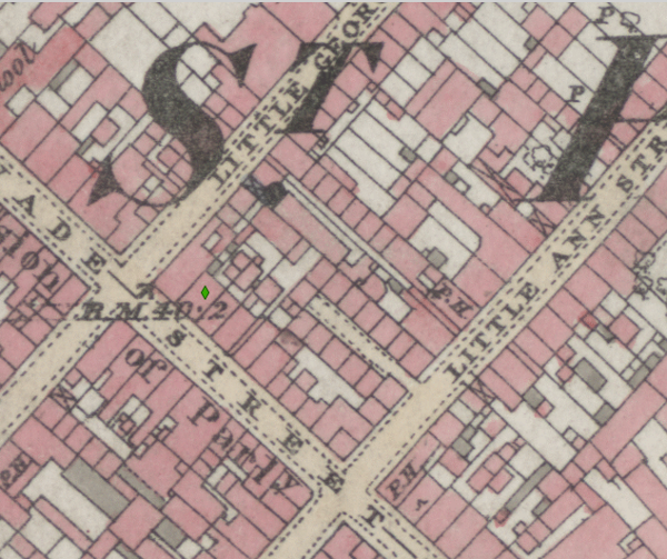 Screenshot showing Pratten's Court on 1880s OS map