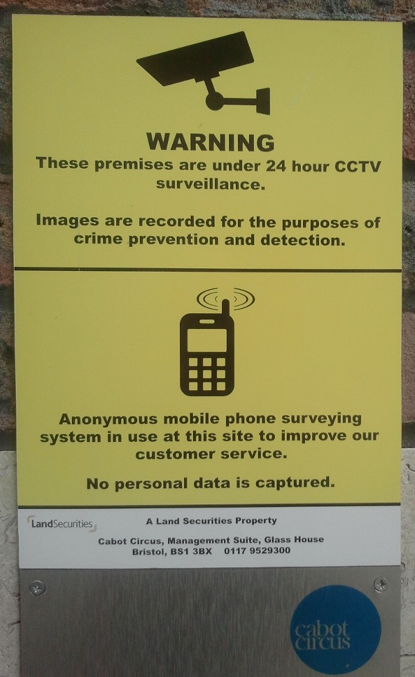 image of notice at Cabot Circus
