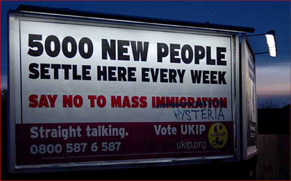 UKIP poster amended to read No to Mass Hysteria