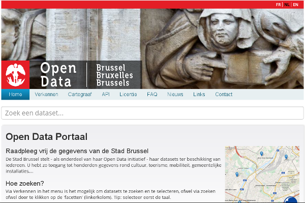 Screenshot of Brussels Open Data website