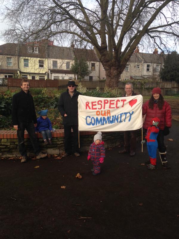 Gaunts Ham Park residents with banner
