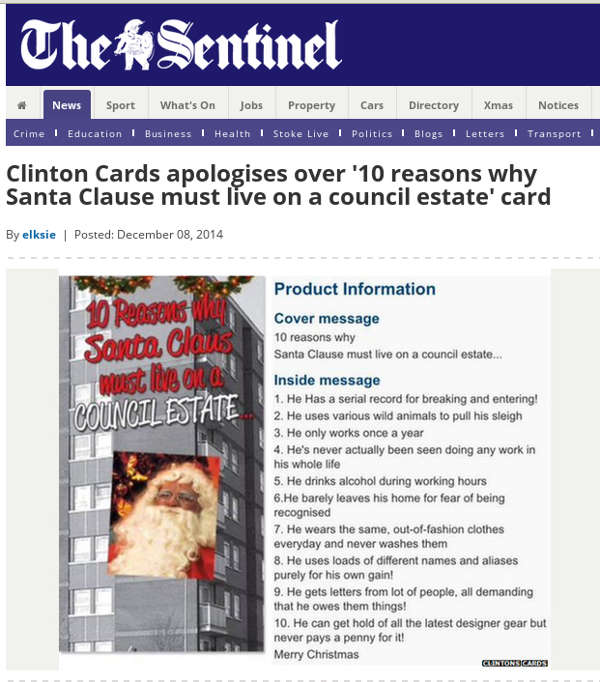 headline featuring the name Santa Clause