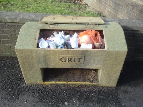 grit bin transformed into grot bin by being used as litter bin