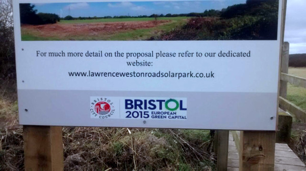 sign for a non-existent solar park and website
