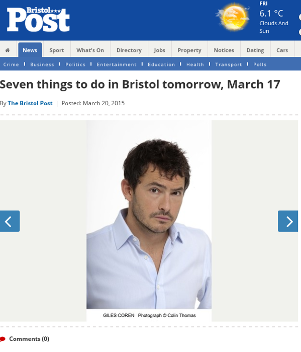 item published on 20th March entitled Seven things to do in Bristol tomorrow March 17