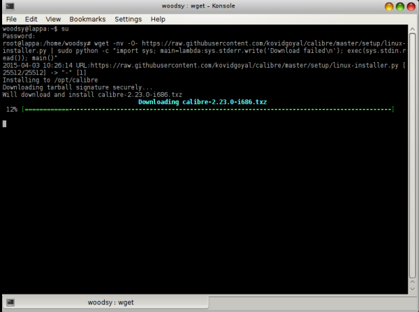 downloading and updating Calibre via command line