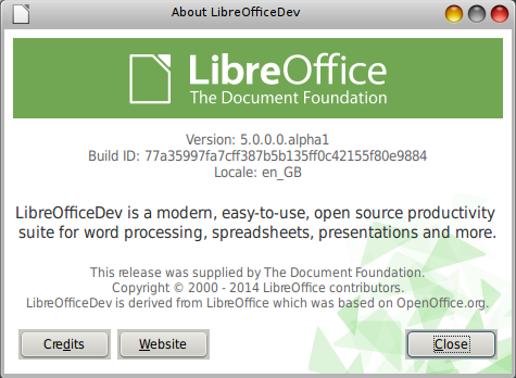 LibreOffice 5 alpha screenshot