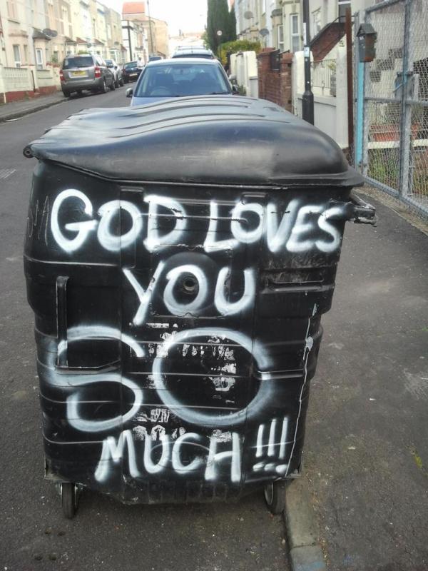 graffiti on communal bin
