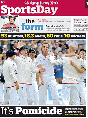 shot of Sydney Morning Herald back page with headline It's Pomicide