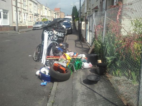 fly-tipping in Woodborough Street, BS5