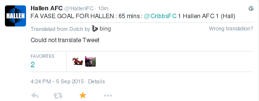 screenshot showing Bing Translator confusing English and Dutch