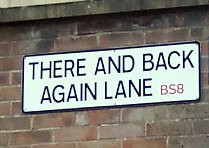 road sign for There And Back Again Lane