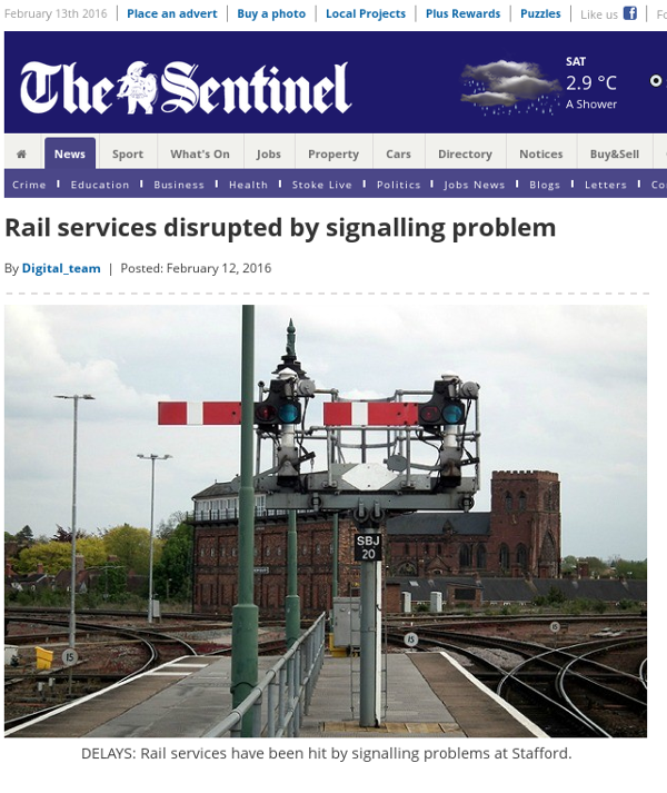 Shrewsbury's Severn Bridge junction and semaphore signals incorrectly captioned as Stafford by clueless Sentinel hacks