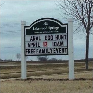 image of board advertising anal egg hunt