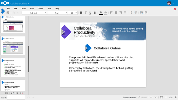 Collobora Presentation running on Nextcloud